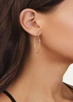 Lana14K Gold Small Oval Magic Hoop Earrings with Diamonds