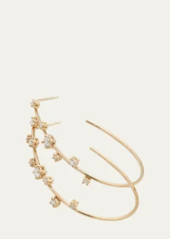 Lana14K Gold Small Solo Tear Drop Hoop Earrings with Diamonds, 36mm