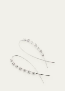 Lana14K Gold Solo Mini Narrow Upside Down Hoop Earrings with Diamonds, 41mm