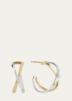 Lana14K Gold Two-Tone Solo Crisscross Hoop Earrings, 16mm