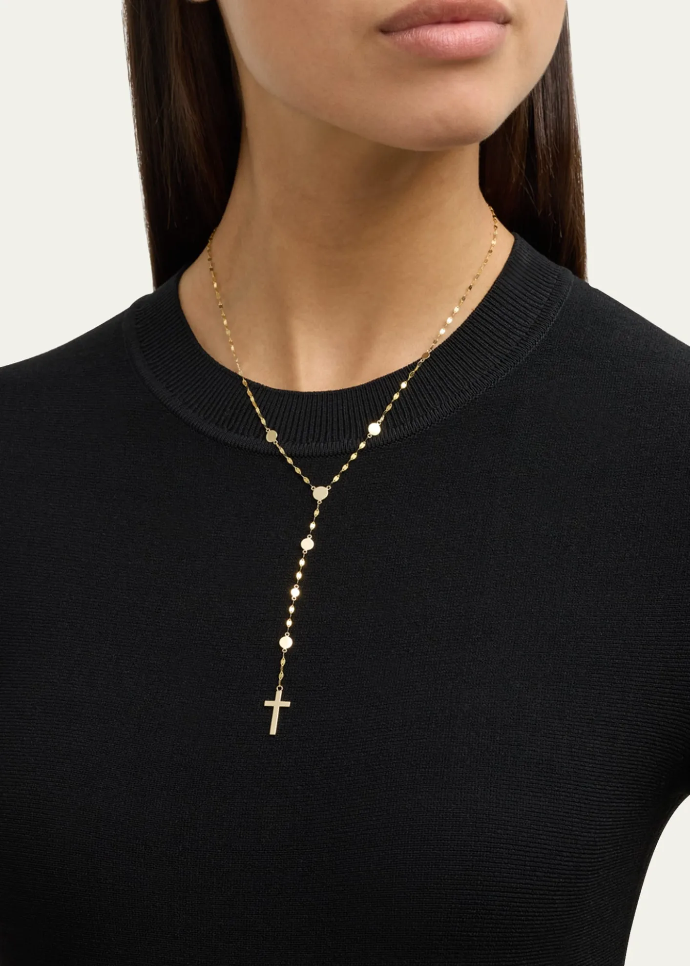 Lana14K Yellow Gold Disc Chain Lariat Crossary Necklace, 18"
