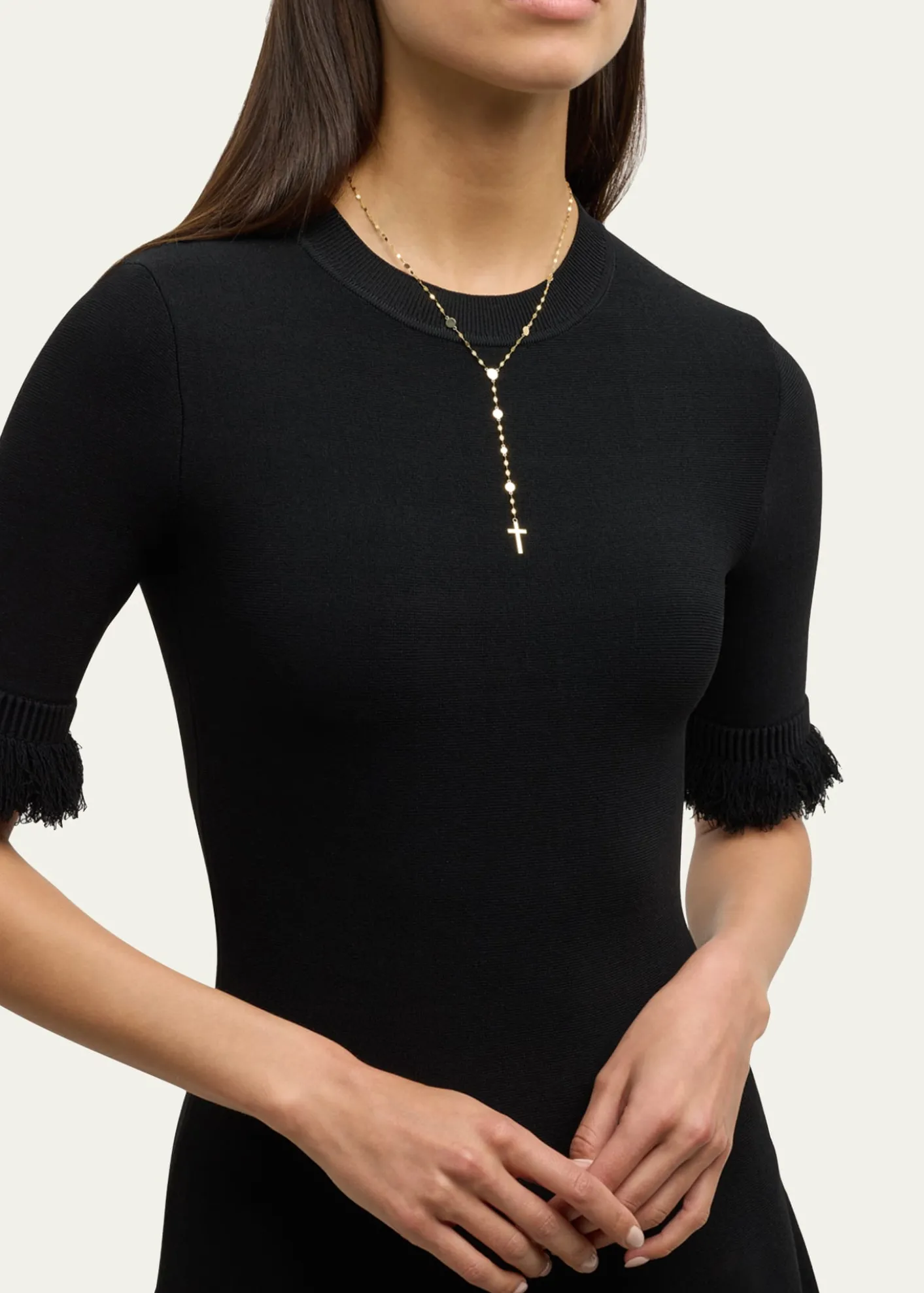 Lana14K Yellow Gold Disc Chain Lariat Crossary Necklace, 18"