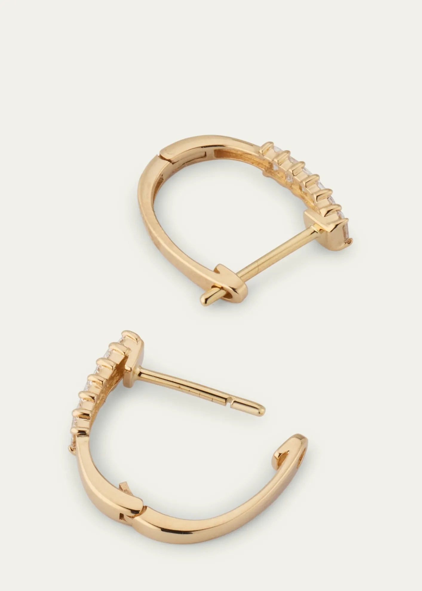 Lana14K Yellow Gold Mini Baguette Diamond Huggie Earrings