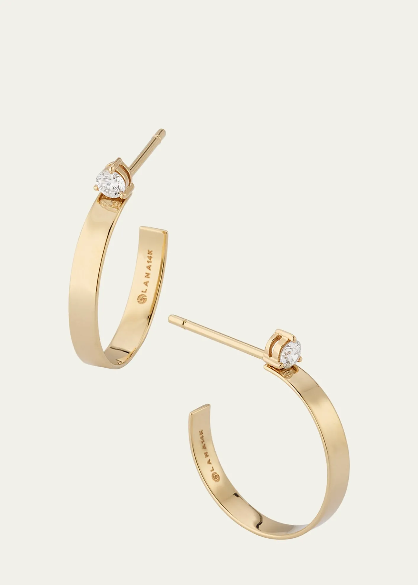 Lana14K Yellow Gold Mini Solo Diamond Huggie Earrings