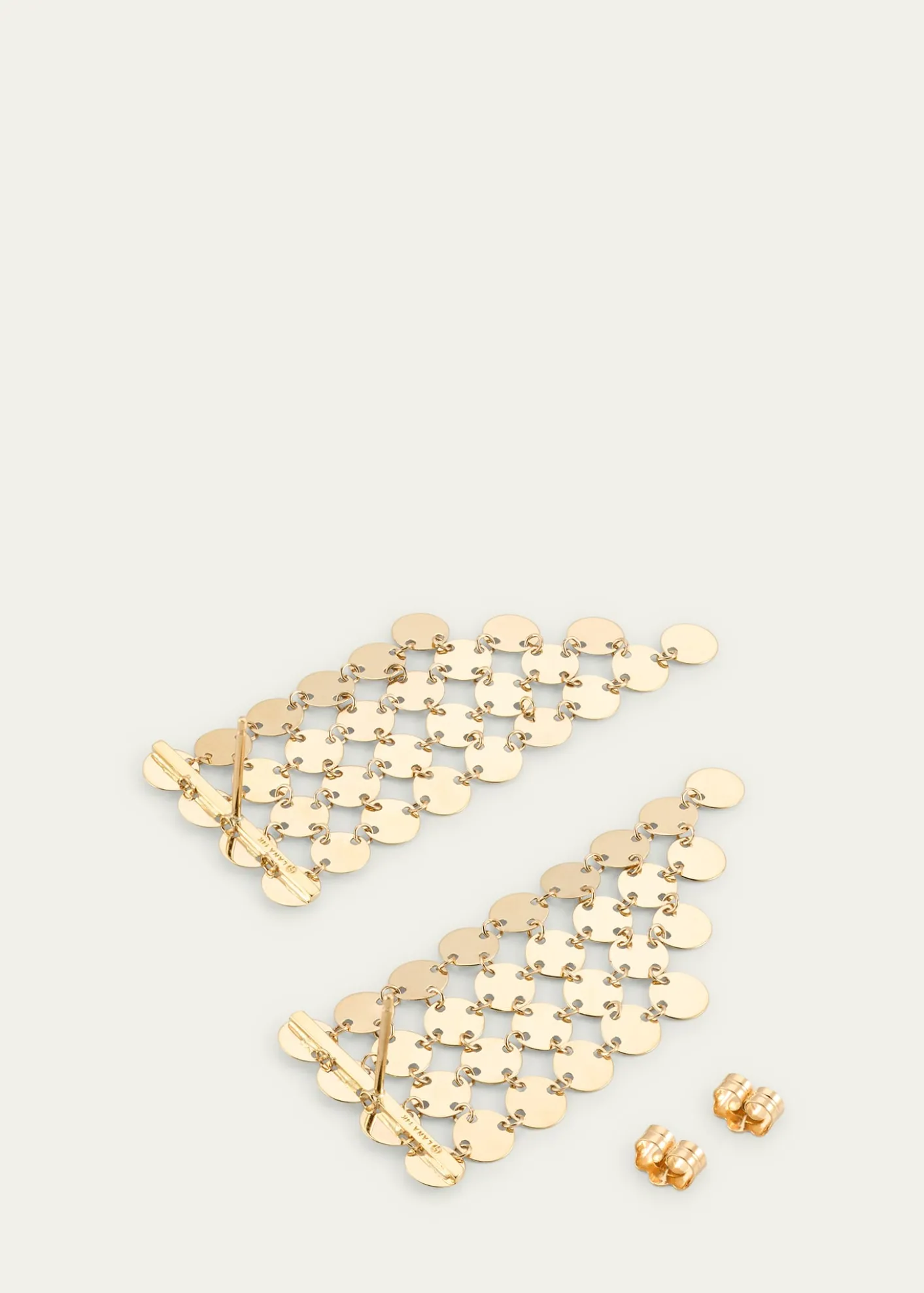 Lana14K Yellow Gold 4-Strand Laser Disc Chainmail Fringe Earrings