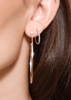 LanaMini Baguette Diamond Hoop Earrings