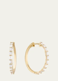 LanaMini Baguette Diamond Hoop Earrings