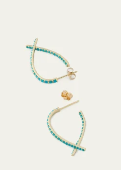 LanaSmall Turquoise Front to Back Upside Down Hoop Earrings