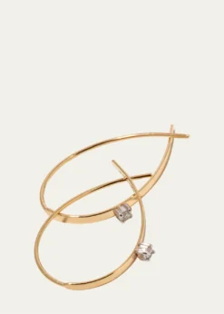 LanaSolo Mini Flat Upside Down Hoops with Diamonds