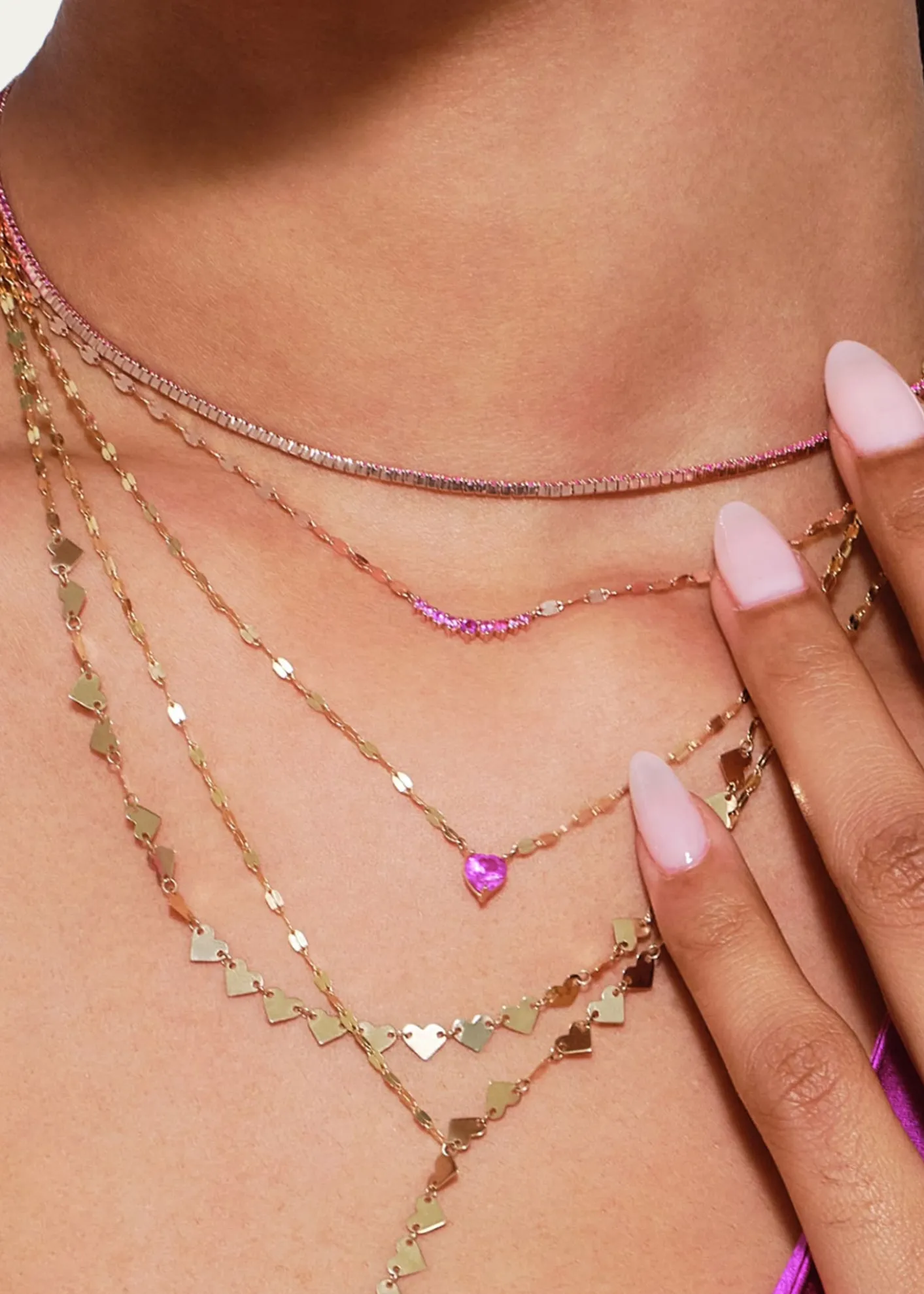 LanaSolo Pink Sapphire Heart Pendant Necklace
