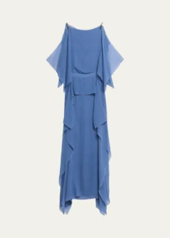LanvinChain-Strap Silk Ruffle Maxi Dress