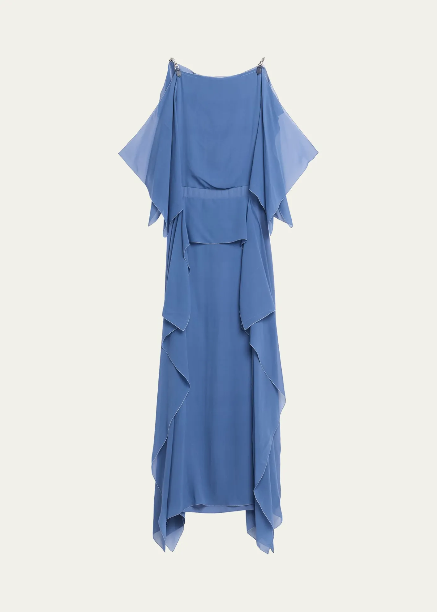 LanvinChain-Strap Silk Ruffle Maxi Dress