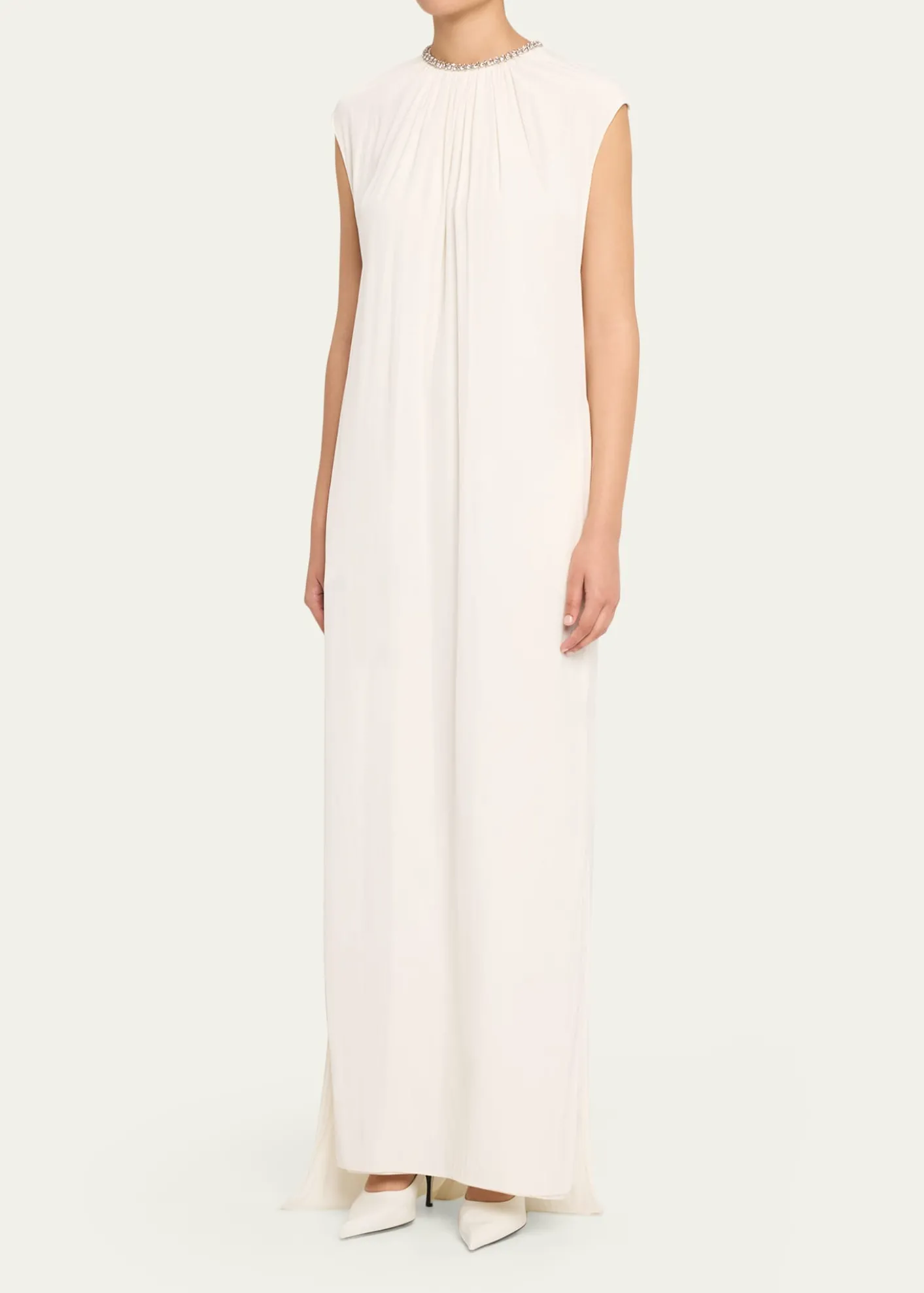 LanvinEmbroidered Charmeuse Dress