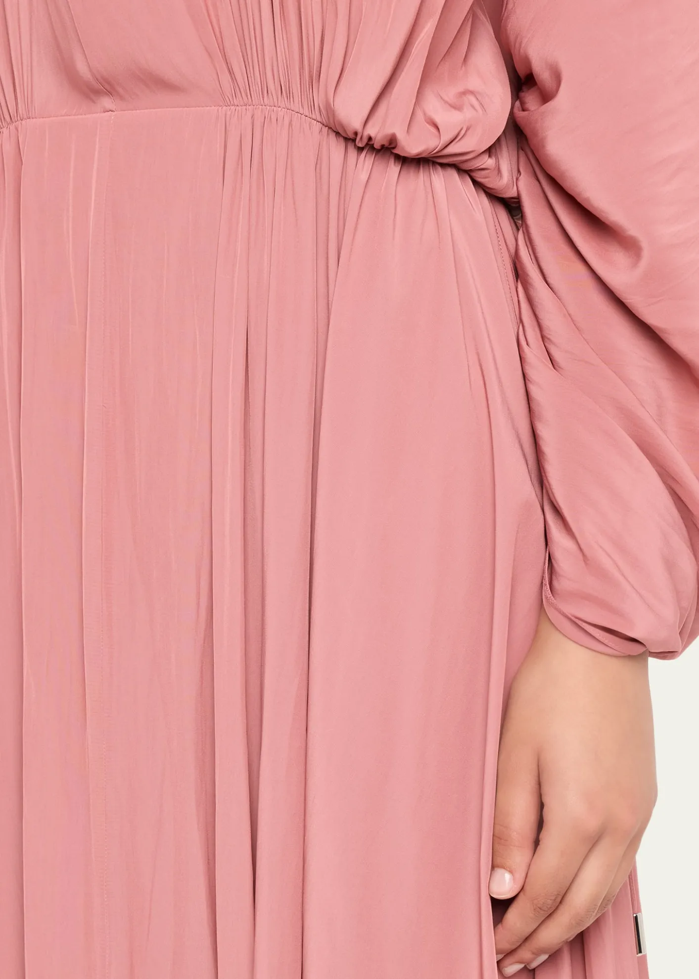 LanvinGathered Charmeuse Long-Sleeve Maxi Dress