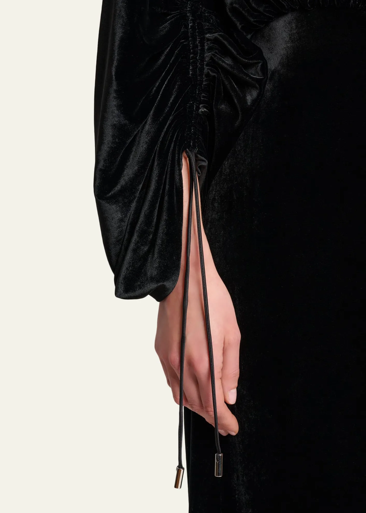 LanvinRuched Bell-Sleeve Velvet Maxi Dress