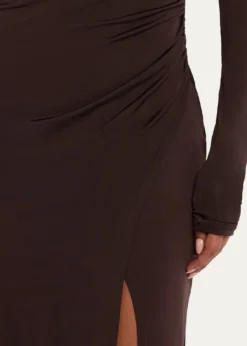 LAPOINTERuched Mock-Neck Jersey Column Gown