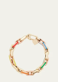 Lauren RubinskiLR3 Small 14k Yellow Gold Bracelet with Rainbow Enamel