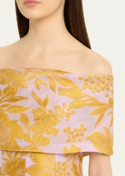 Lela RoseFloral Fil Coupe Off-The-Shoulder Gown