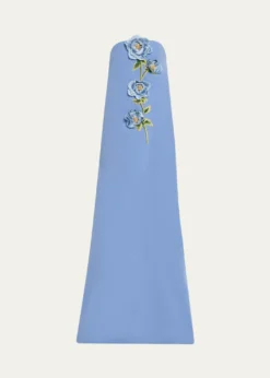 Lela RosePeony Embroidered Strapless Crepe Gown