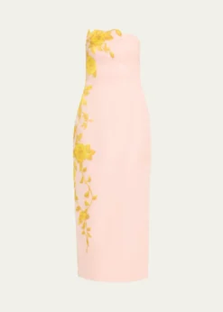 Lela RoseStrapless Rose Fil Coupe Ankle Cocktail Dress