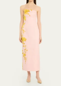 Lela RoseStrapless Rose Fil Coupe Ankle Cocktail Dress