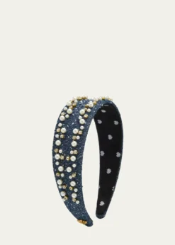 Lele SadoughiCher Faux Pearl & 14K Gold-Plated Denim Headband
