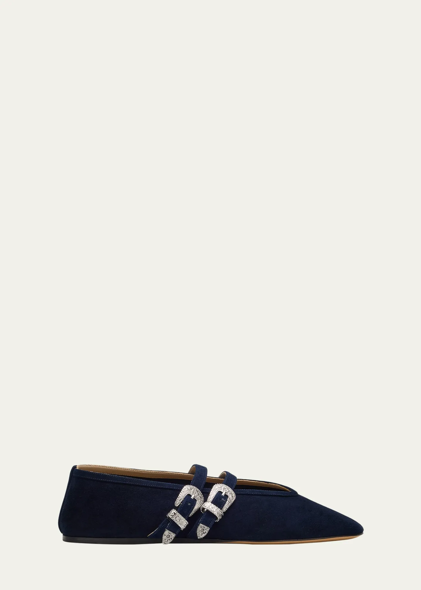 Le Monde BerylClaudia Suede Western-Buckle Ballerina Flats