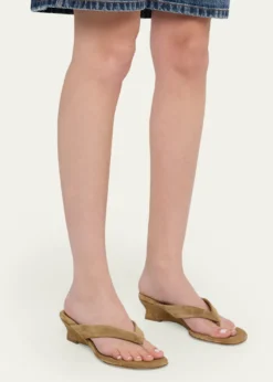 Le Monde Beryl50mm Suede Micro Wedge Thong Sandals