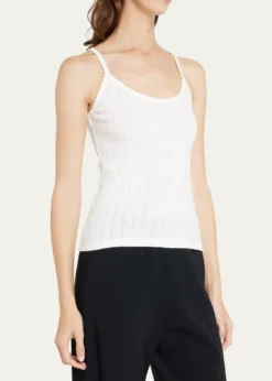 LESETCotton Pointelle Scalloped Tank Top