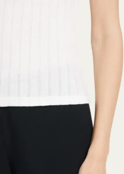 LESETCotton Pointelle Scalloped Tank Top