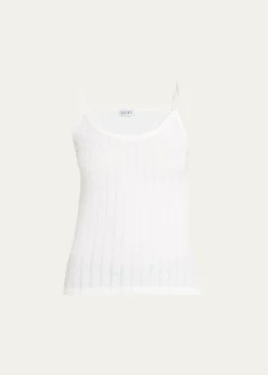 LESETCotton Pointelle Scalloped Tank Top