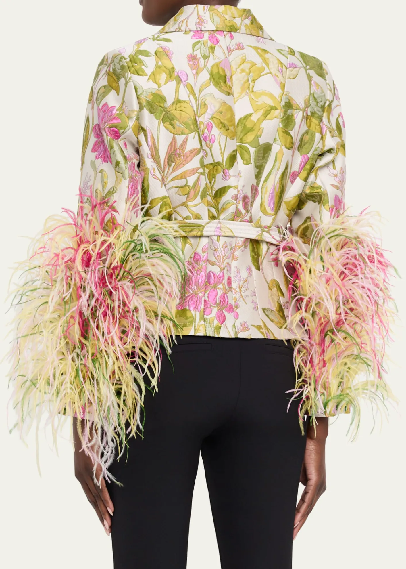 LibertineDianthus Jacquard Feather-Trim Single-Breasted Jacket