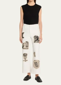 LibertineGraphic Patches Kickflare-leg Ankle Jeans