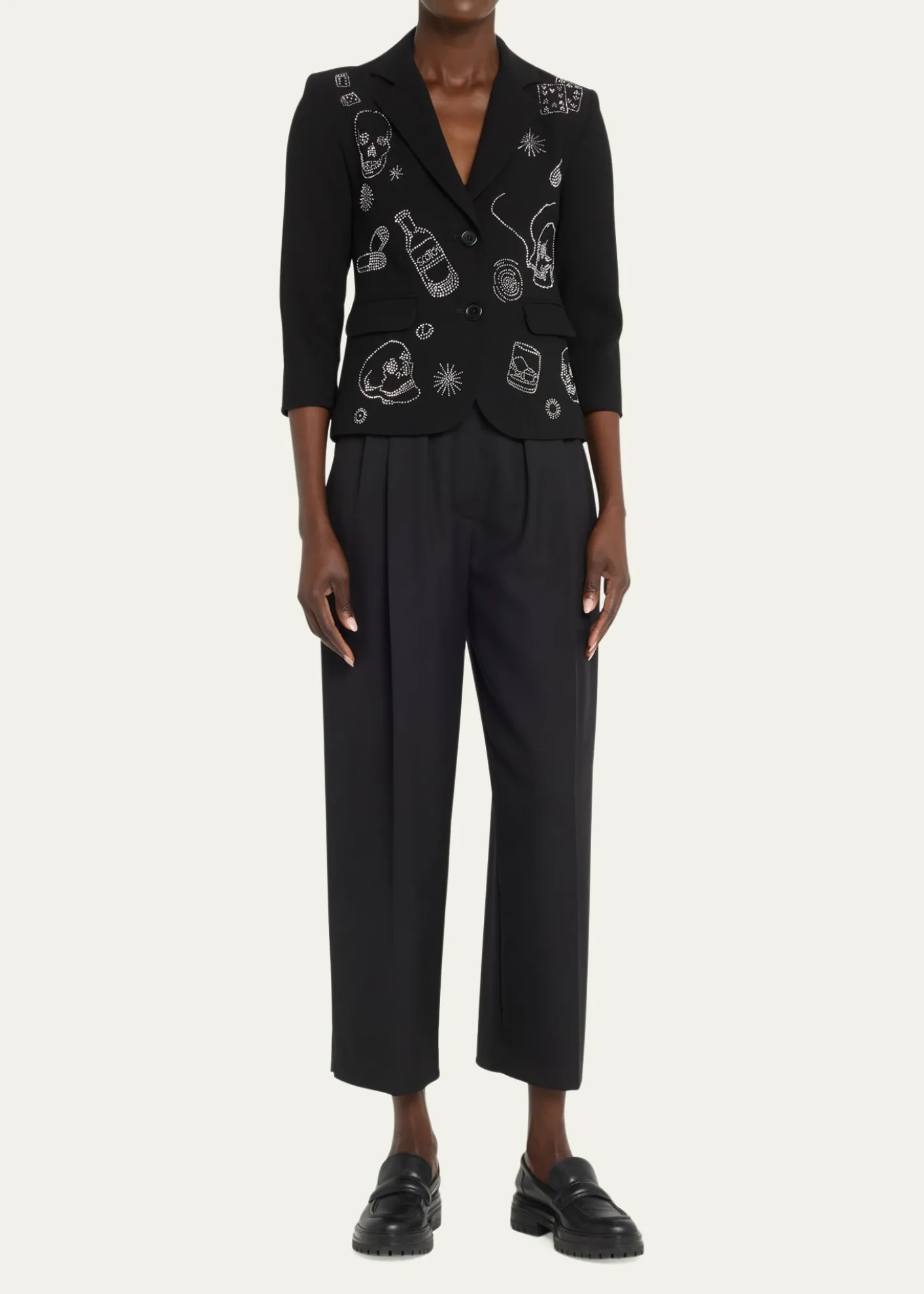 LibertineParty Skulls Gabardine Blazer, Black