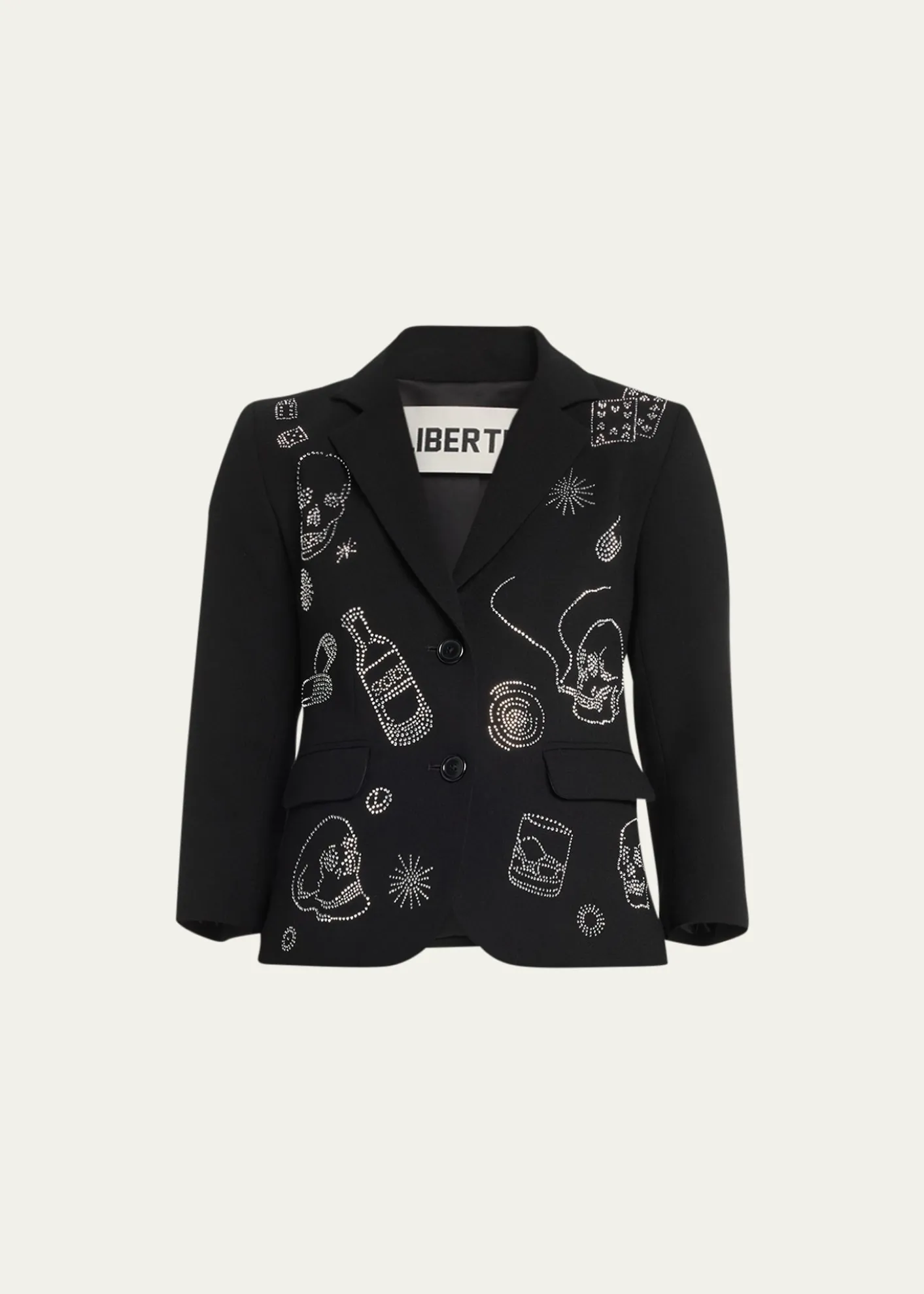 LibertineParty Skulls Gabardine Blazer, Black