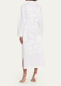 LibertineWhite On White Hand Silk Screen Belted Linen Shirtdress