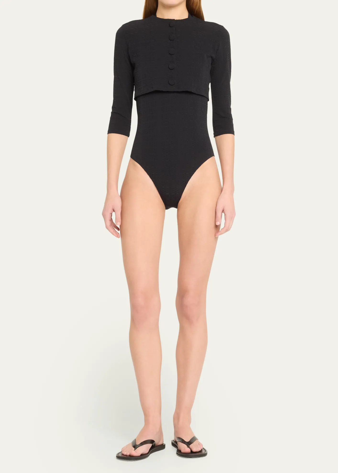 Lisa Marie FernandezSeersucker Cropped Cardigan