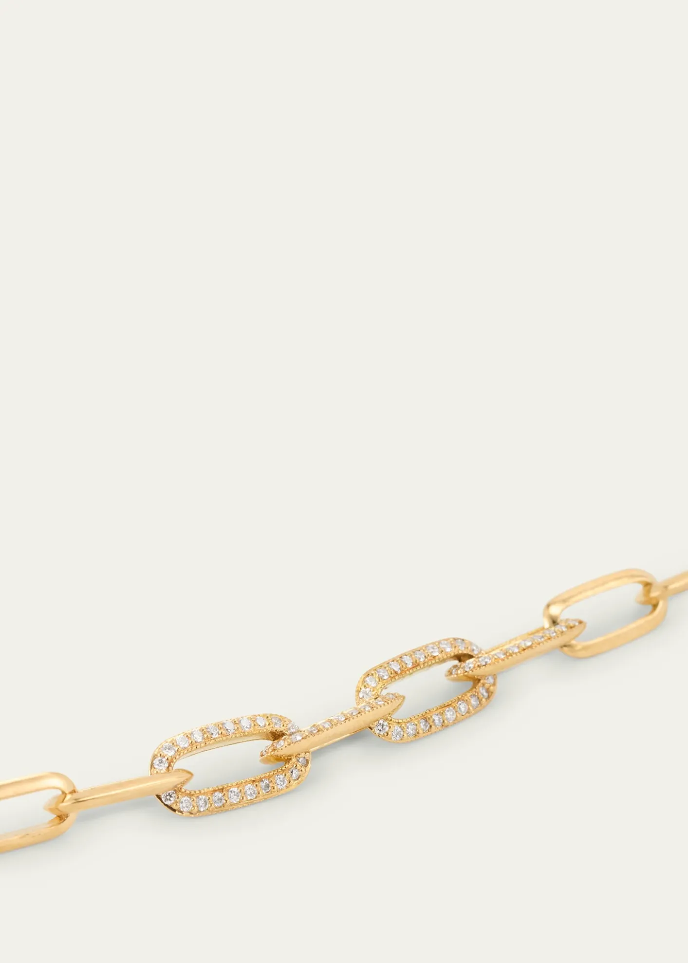 Lizzie Mandler Fine JewelryKnife Edge Oval Link Bracelet with Half Pave Diamond Links