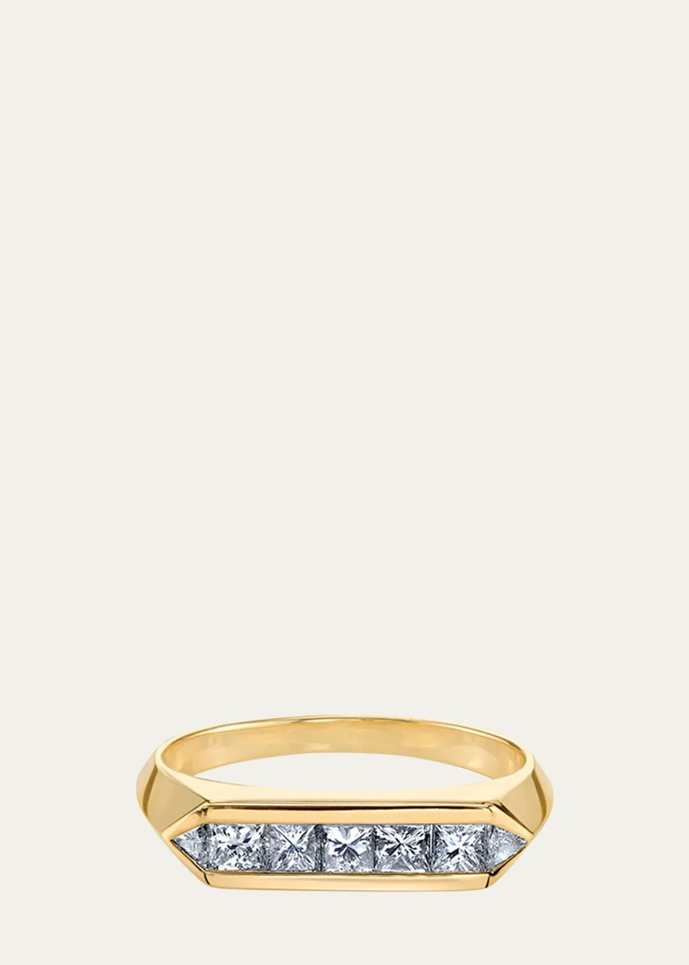 Lizzie Mandler Fine Jewelry18K Yellow Gold Trillion Princess Diamond Chevron Band Ring