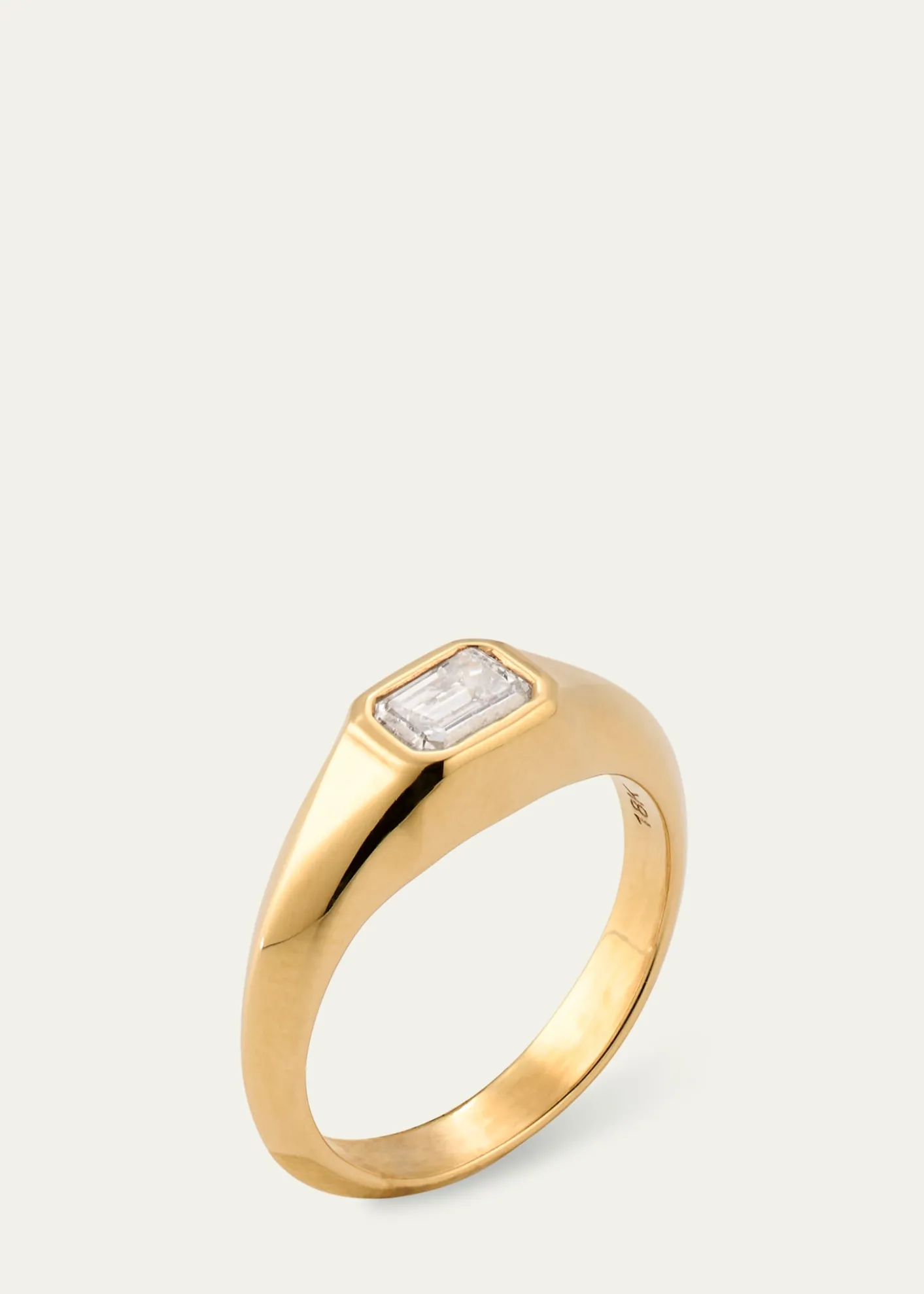 Lizzie Mandler Fine Jewelry18K Yellow Gold Emerald-Cut White Diamond Pinky Ring