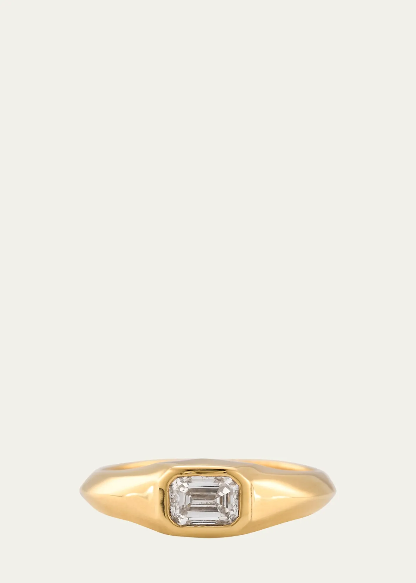 Lizzie Mandler Fine Jewelry18K Yellow Gold Emerald-Cut White Diamond Pinky Ring