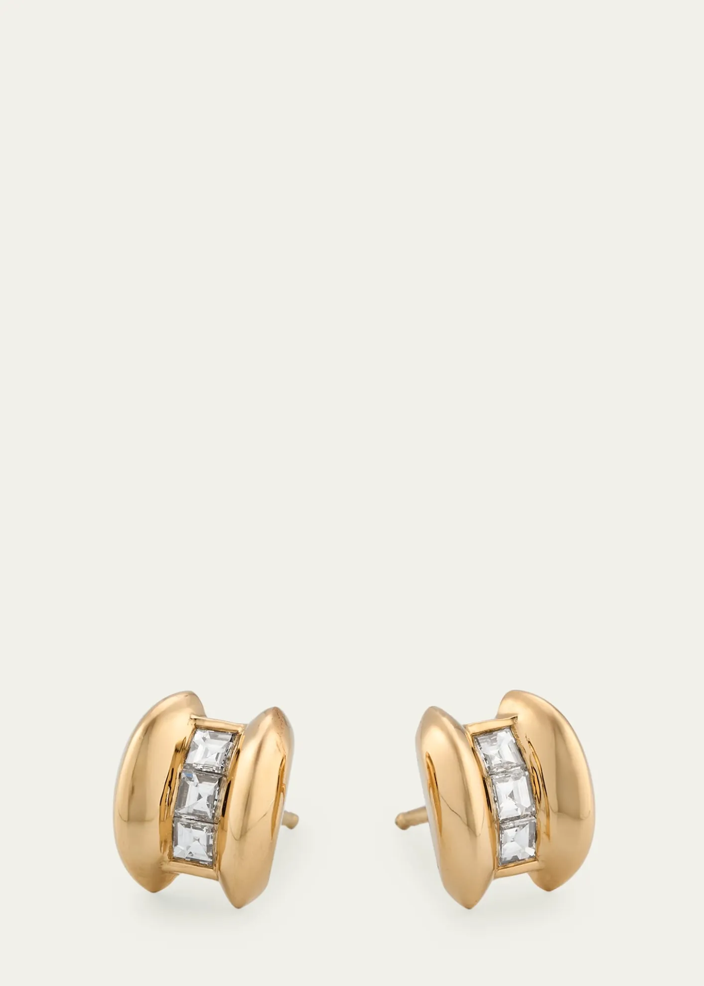 Lizzie Mandler Fine Jewelry18K Yellow Gold Anchor Carre Diamond Stud Earrings