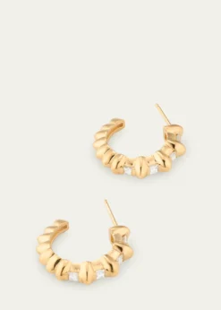 Lizzie Mandler Fine Jewelry18K Yellow Gold Bubble Bar Single-Row Carre Diamond Hoop Earrings