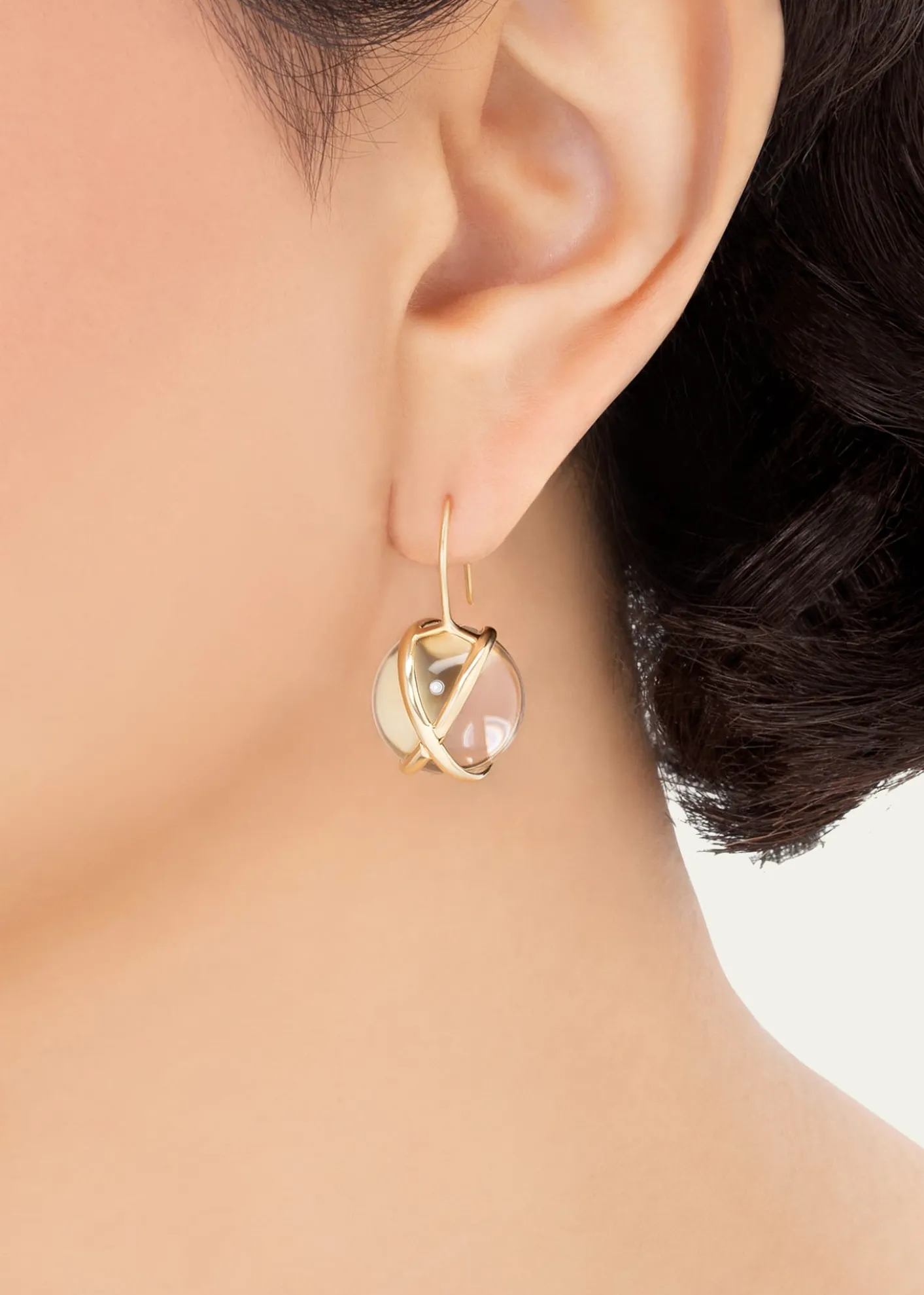 L. KleinPrisma 18k Gold Medium Crystal Quartz Drop Earrings