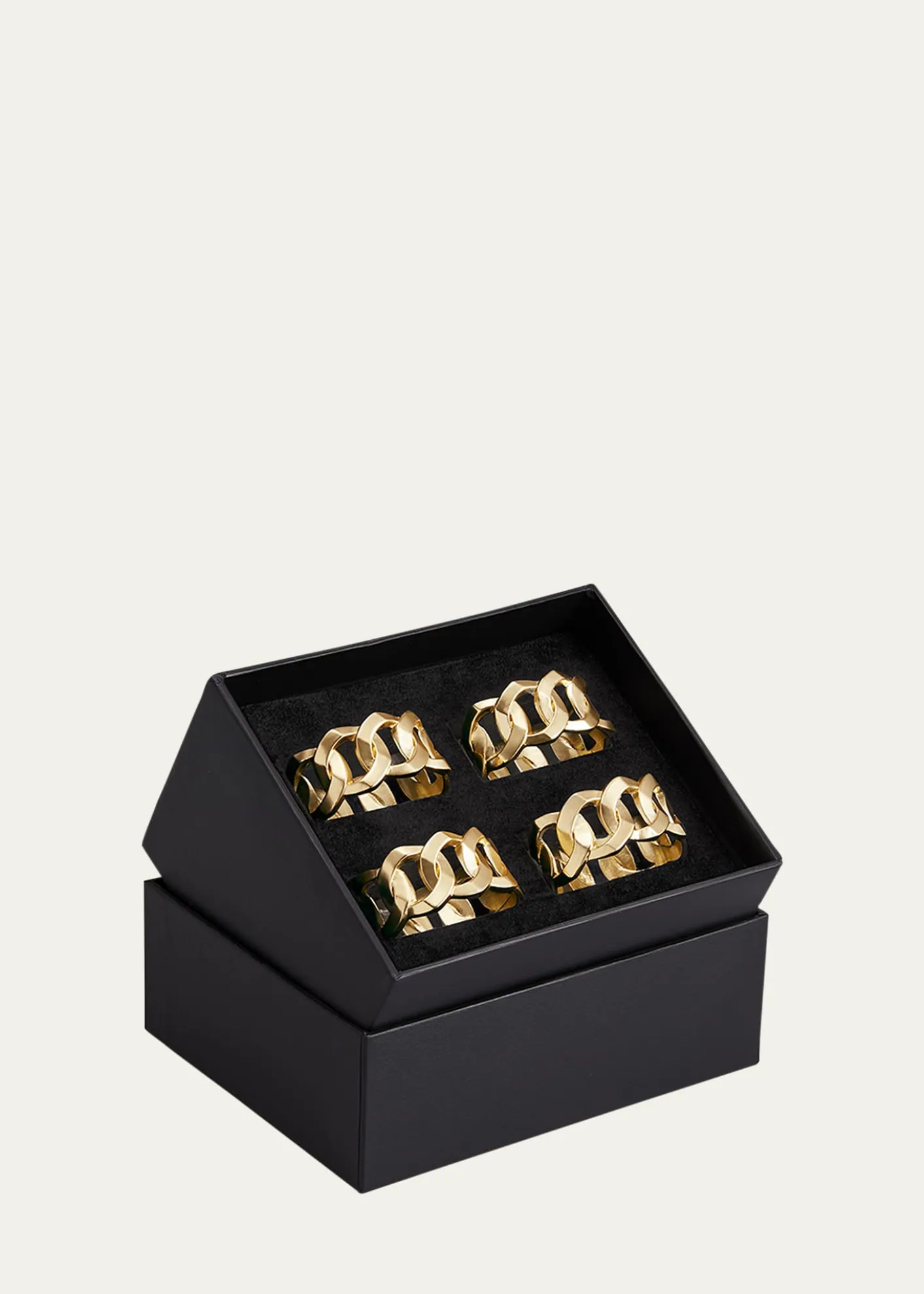 L'ObjetCuban Link 24K Gold Napkin Rings Jewels, Set of 4
