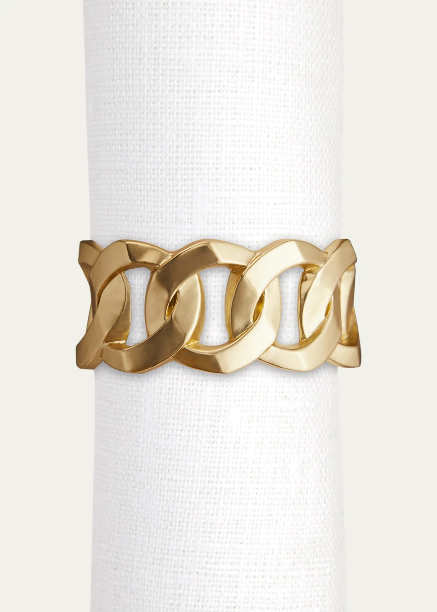 L'ObjetCuban Link 24K Gold Napkin Rings Jewels, Set of 4