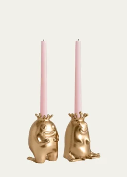 L'ObjetHaas King & Queen Candlesticks, Set of 2