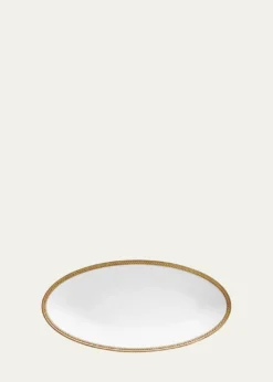 L'ObjetSoie Tressee 24K Gold-Plated Oval Platter, 14"