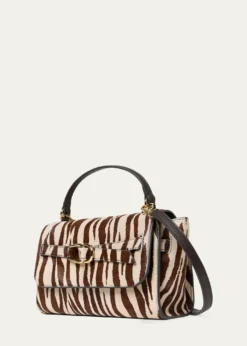 Loeffler RandallAlexi Zebra-Print Calfhair & Leather Top-Handle Bag