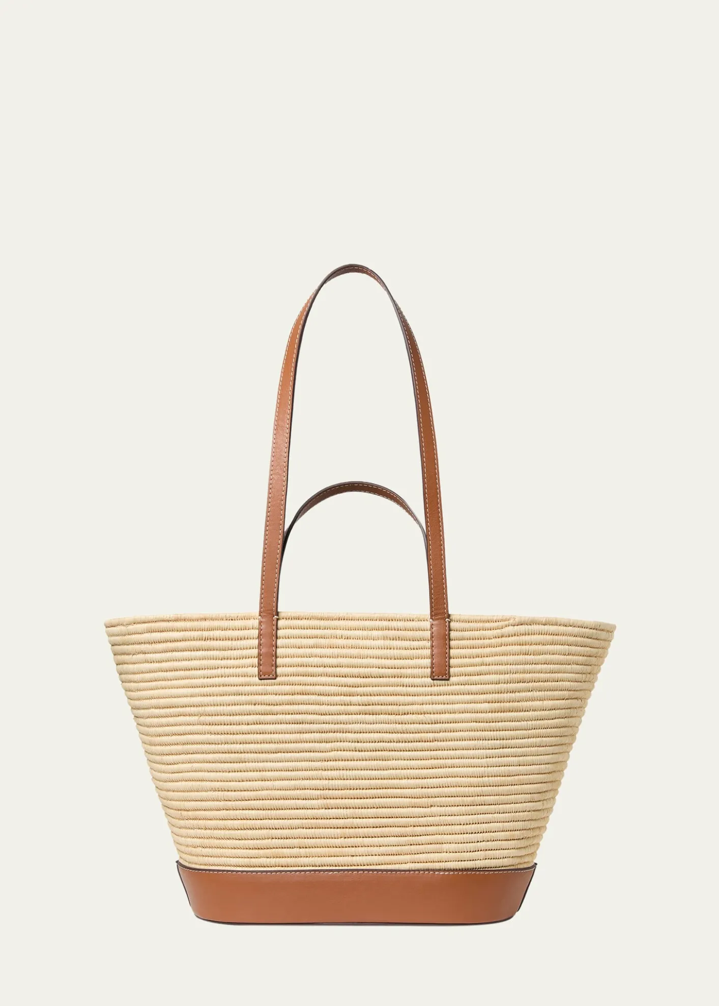 Loeffler RandallGranger Leather-Trim Raffia Tote Bag